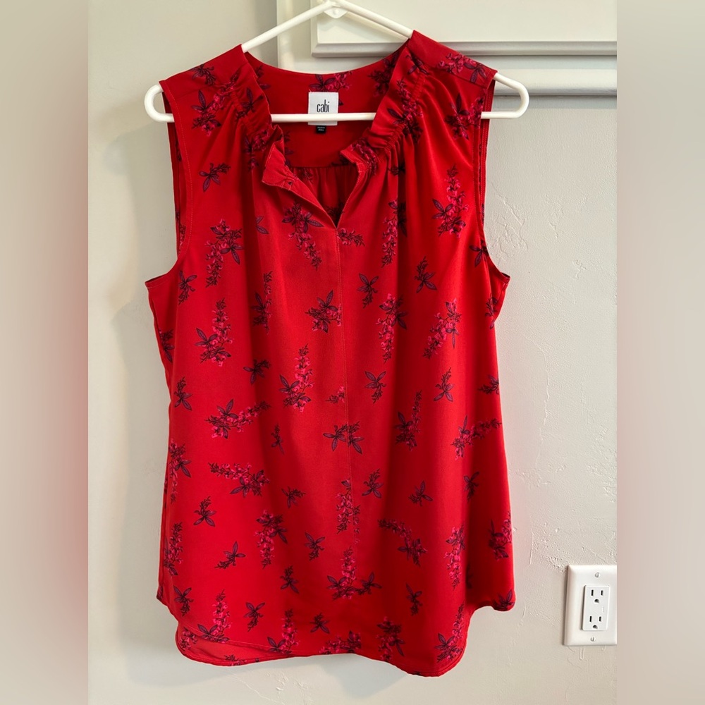 CAbi Red Floral Sleeveless Blouse - #5222